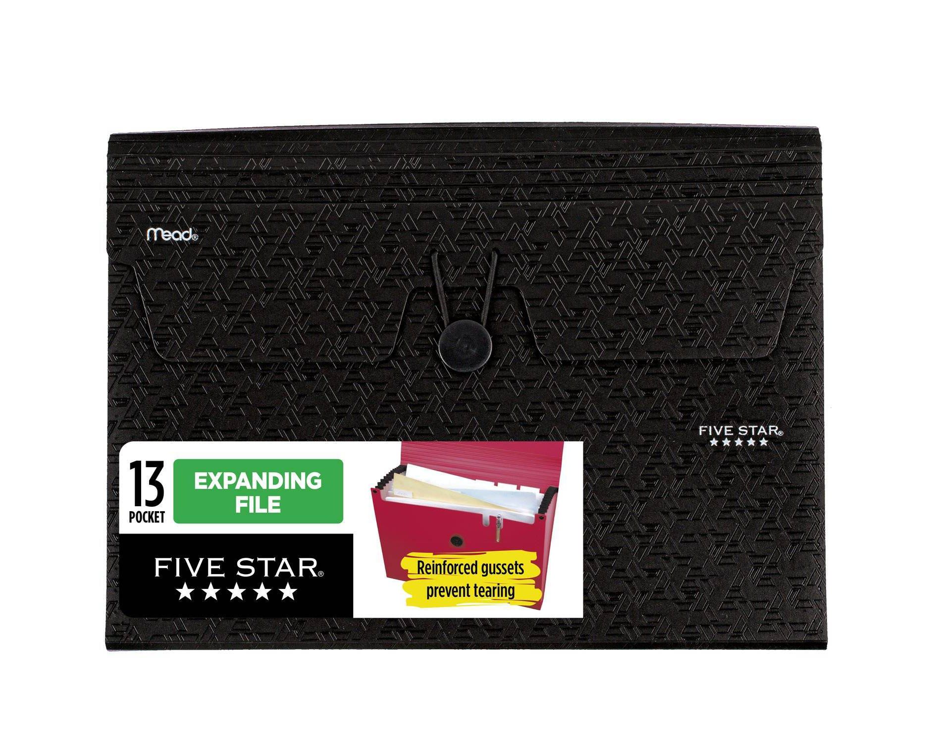 Five Star 13 Pocket Expanding File Black