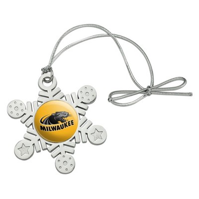 University of Wisconsin Milwaukee Official Logo Metal Snowflake Christmas Tree Holiday Ornament