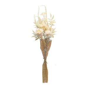 Bleached Zinnia Bouquet Set – 29.5"H – Beige Faux Floral Stems – By Melrose - 1 of 3