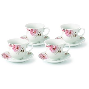 Tea/Coffe Set-Service for 4 Pink Floral and Butterfly Design - 1 of 4