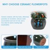 SpassWay 15" Dia Outdoor Indoor Ceramic Planter Pot Decorative Planter with Drainage Hole Patio Flower Pot - 4 of 4