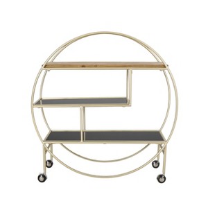 Cragin Contemporary 3 Shelf Circular Bookcase Black/Gold/Antique - Christopher Knight Home - 1 of 4