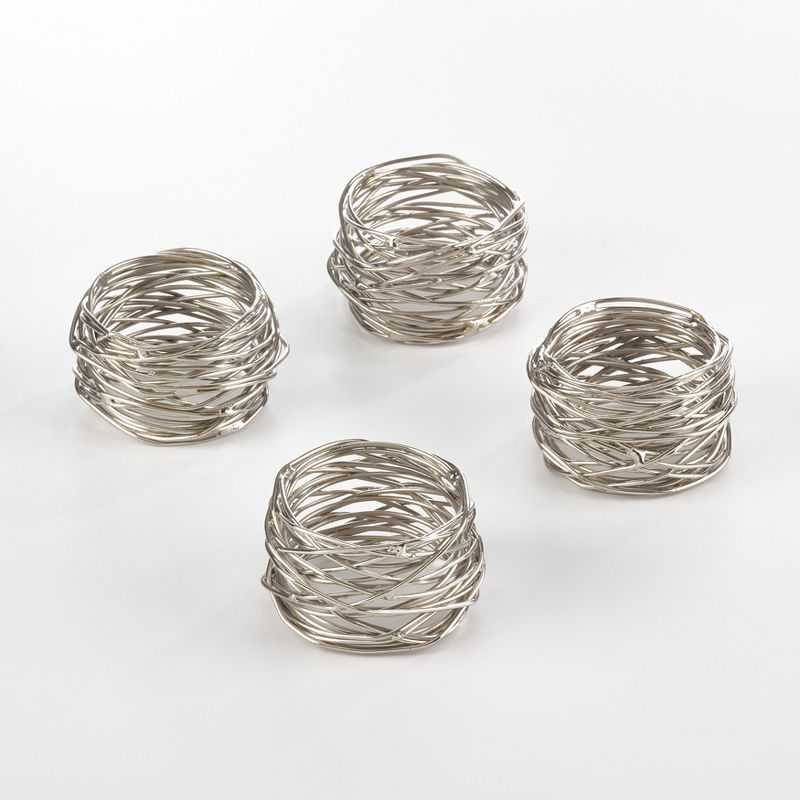 Saro Lifestyle Table Napkin Rings With Metal Twine Design (Set of 4), 1 of 6