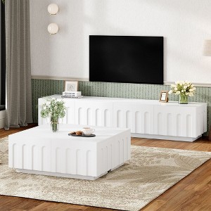 Sapphtopaz Arched TV Stand for TVs Up to 80" Dual Purpose Coffee Table with Drawers Multi-Functional TV Stands with Storage for Living Room - 1 of 4