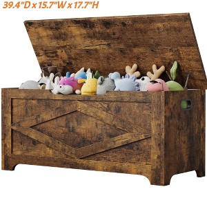 Storage Chest Wooden Toy Storage Bench, Modern Style Lift-Top Toy Chest with Safety Hinge for Entryway Supports 300 Lb - 1 of 4