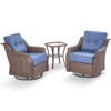 POCASSY Outdoor Swivel Patio Chairs Set with 6-Inch Thick Cushions, All Weather Brown Wicker Patio Furniture Set Outdoor Bistro Set for Porch - 4 of 4