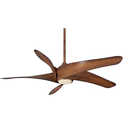 62" Minka Aire Rustic Indoor Ceiling Fan with LED Light Remote Control Distressed Koa Tinted Glass for Living Room Kitchen Bedroom