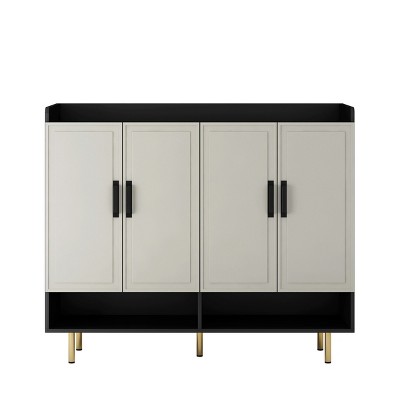 TopComfy Decorative Storage Cabinets Sideboard Shoe Cabinet Large Modern Shoe Storage Cabinet Shelves for Living Room, White, 59.05"*20.19"*9.25"