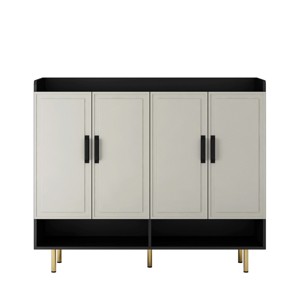 TopComfy Decorative Storage Cabinets Sideboard Shoe Cabinet Large Modern Shoe Storage Cabinet Shelves for Living Room, White, 59.05"*20.19"*9.25" - 1 of 4