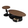Nesting Coffee Table Set of 2,Oval MDF Coffee Table with Storage for Living Room,Metal Side Table Set for Modern Spaces-Cuddlewood - 3 of 4