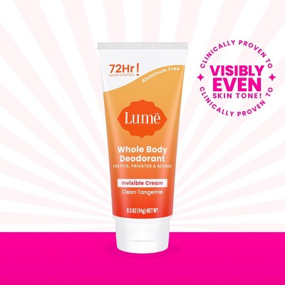 Lume Whole Body Women&#8217;s Deodorant - Mini Invisible Cream Tube - Aluminum Free - Clean Tangerine Scent - Trial Size - 0.5oz_3