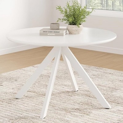 Infurnic Coffee Tables, Modern Dining Table with four sturdy table legs, Round Table for Kitchen or Living Room, White, 47.2"*47.2"*29.5"