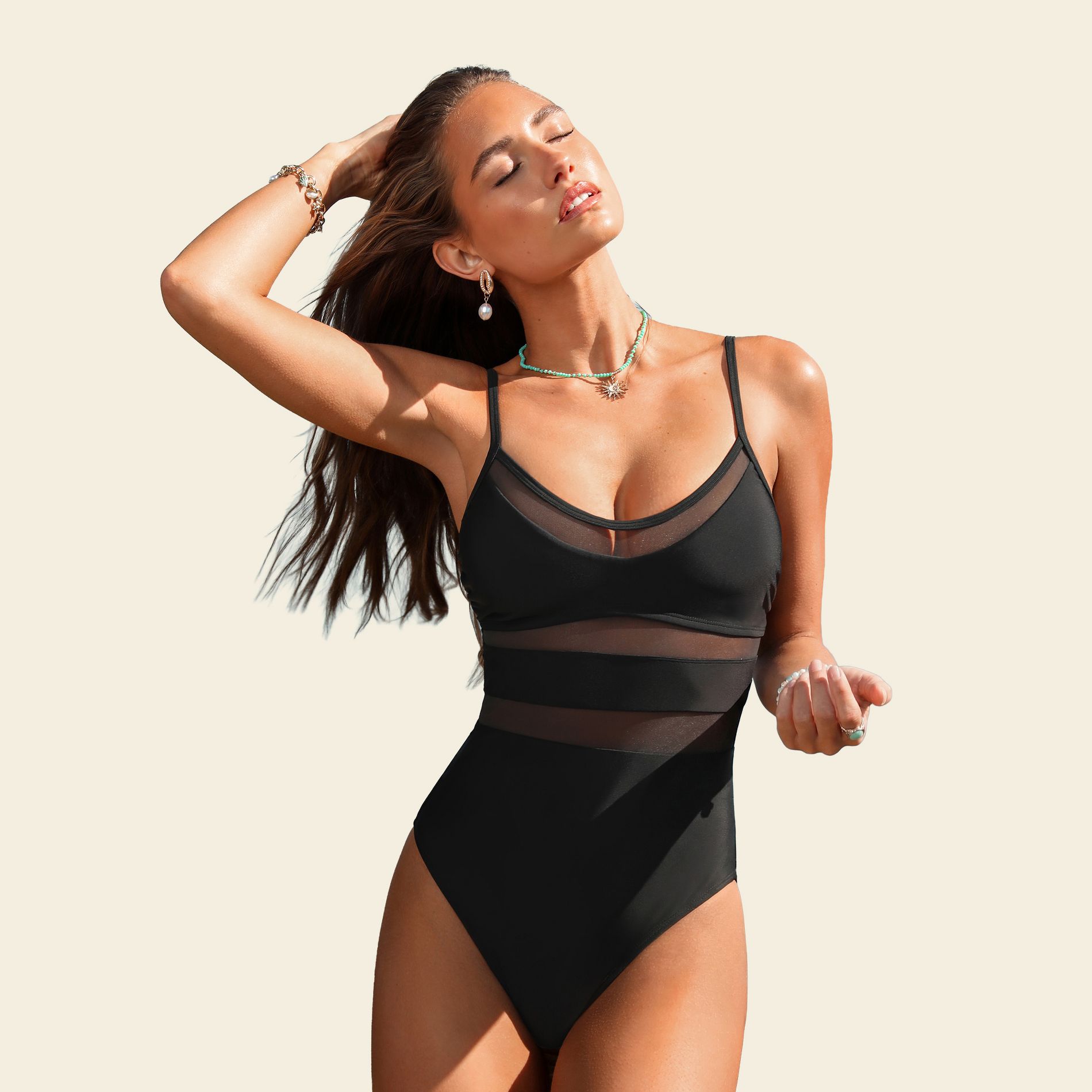 Cupshe Women's One-Piece Mesh Inset Swimsuit