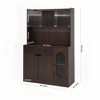 Tiramisubest 71"H Pantry Cabinet Reeded Glass Bakers Rack with Storage Microwave Stand Wire Hole Storage Rack Tall Pantry Cabinet, Brown - 4 of 4