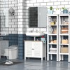 HOMCOM Under-Sink Storage Cabinet with Double Layers Bathroom Cabinet Space Saver Organizer 2 Door Floor Cabinet, White - 3 of 4