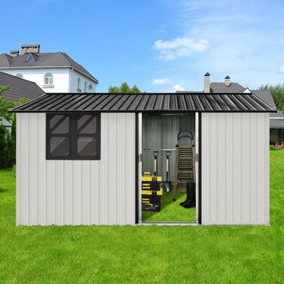 10x12 FT Metal Sheds & Outdoor Storage,Waterproof Large Backyard Shed House W/Acrylic Window and Sliding Door