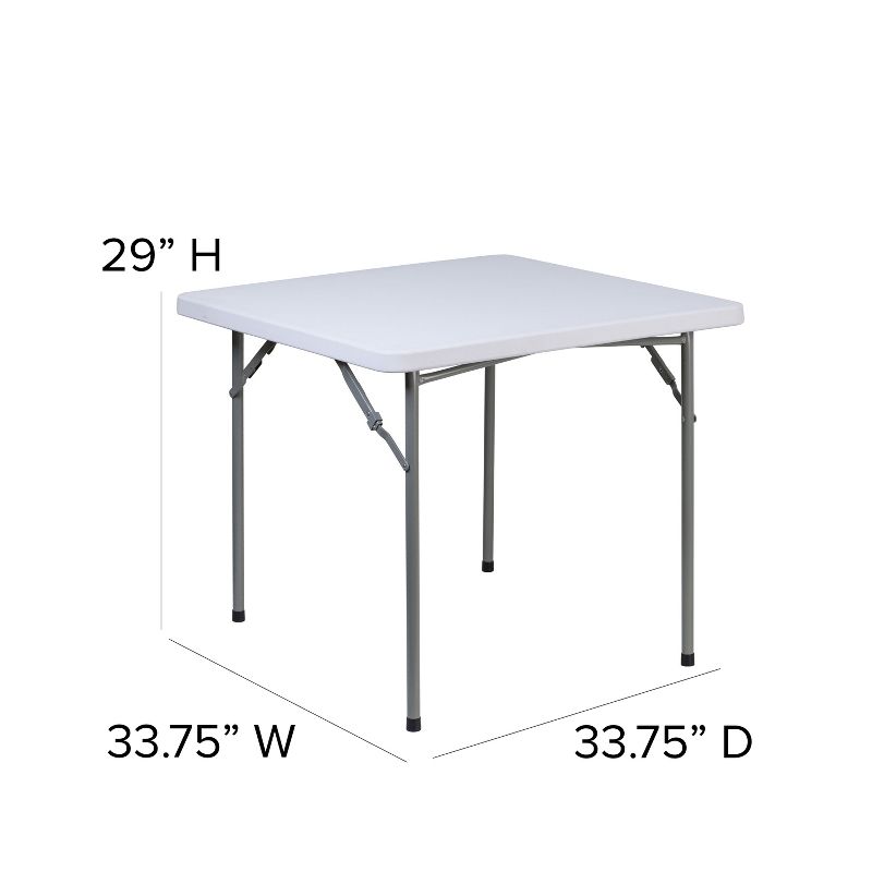Emma and Oliver 2.81-Foot Square Granite White Plastic Folding Table - Card Table/Game Table, 4 of 11