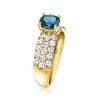 Ross-Simons 1.00 Carat London Blue Topaz Ring With 1.00 ct. t.w. Lab-Grown Diamonds in 14kt Yellow Gold - 3 of 4