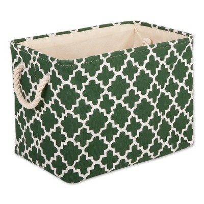 Design Imports Polyester Bin Lattice Hunter Green Rectangle Medium 16X10X12