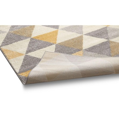 Gold and Ivory Geometric Triangle Area Rug, 2' x 3'