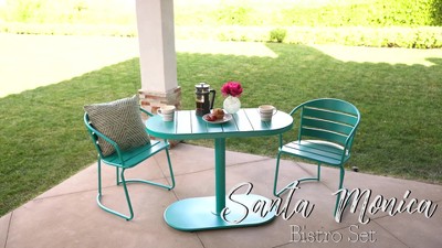 Santa Monica 3pc Iron Patio Bistro Set Matte Coral Christopher