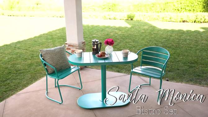 Santa Monica 3pc Iron Patio Bistro Set - Matte Coral - Christopher Knight Home, 2 of 8, play video