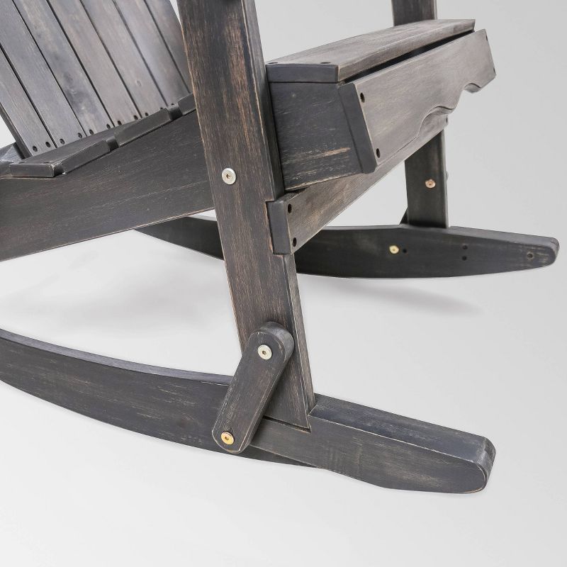 Malibu 2pk Acacia Wood Adirondack Rocking Chair Dark Gray - Christopher Knight Home, 6 of 8