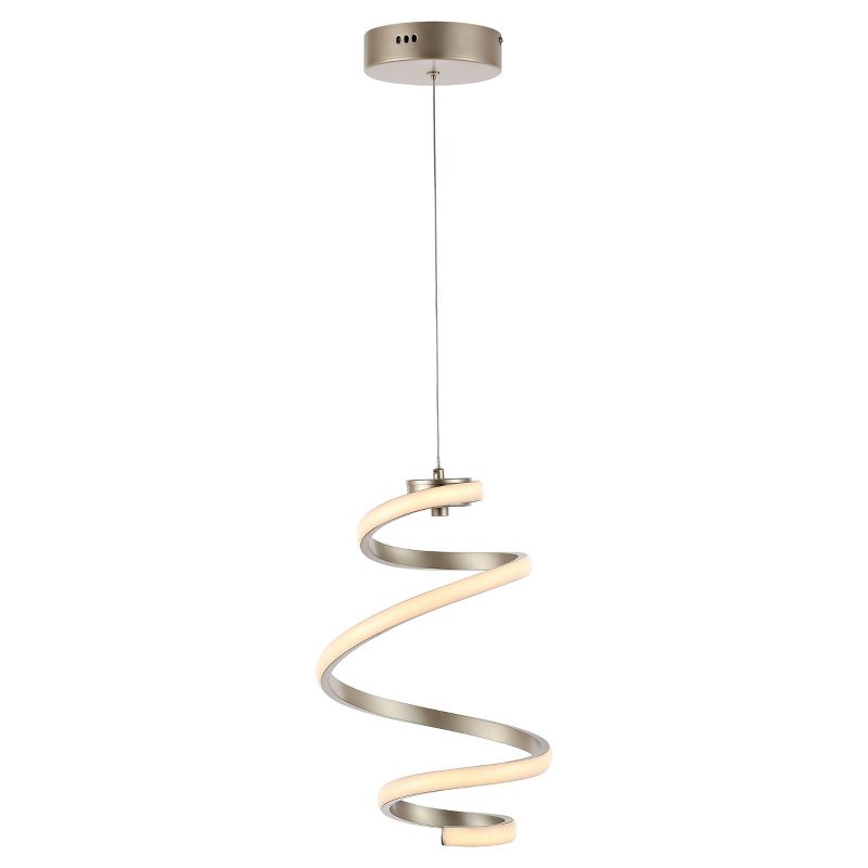 11&#34; Whirl Modern Minimalist Aluminum/Iron Abstract Integrated LED Pendant Silver - JONATHAN Y, 1 of 11