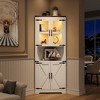 67" Farmhouse Corner Cabinet with Lights Tall Corner Storage Cabinet with Glass Door Wooden Storage Organizer - 3 of 4