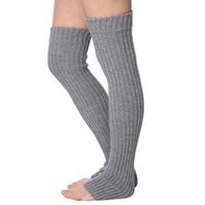 Isadora Paccini Women's 80s Style Extra Long Timeless Gray Elegance Ribbed Knit Leg Warmers for Parties & Sports Accessories - 1 of 1