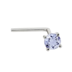 Jewelry Avalanche 22G 14K Gold L-shape Nose Stud with Tanzanite Gemstone - 1 of 2