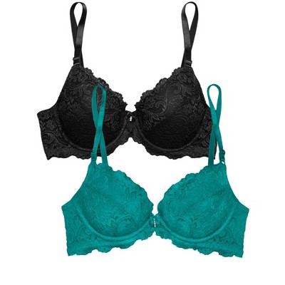 Smart & Sexy Women's Signature Lace Push-up Bra 2-pack Fanfare/black Hue  38b : Target