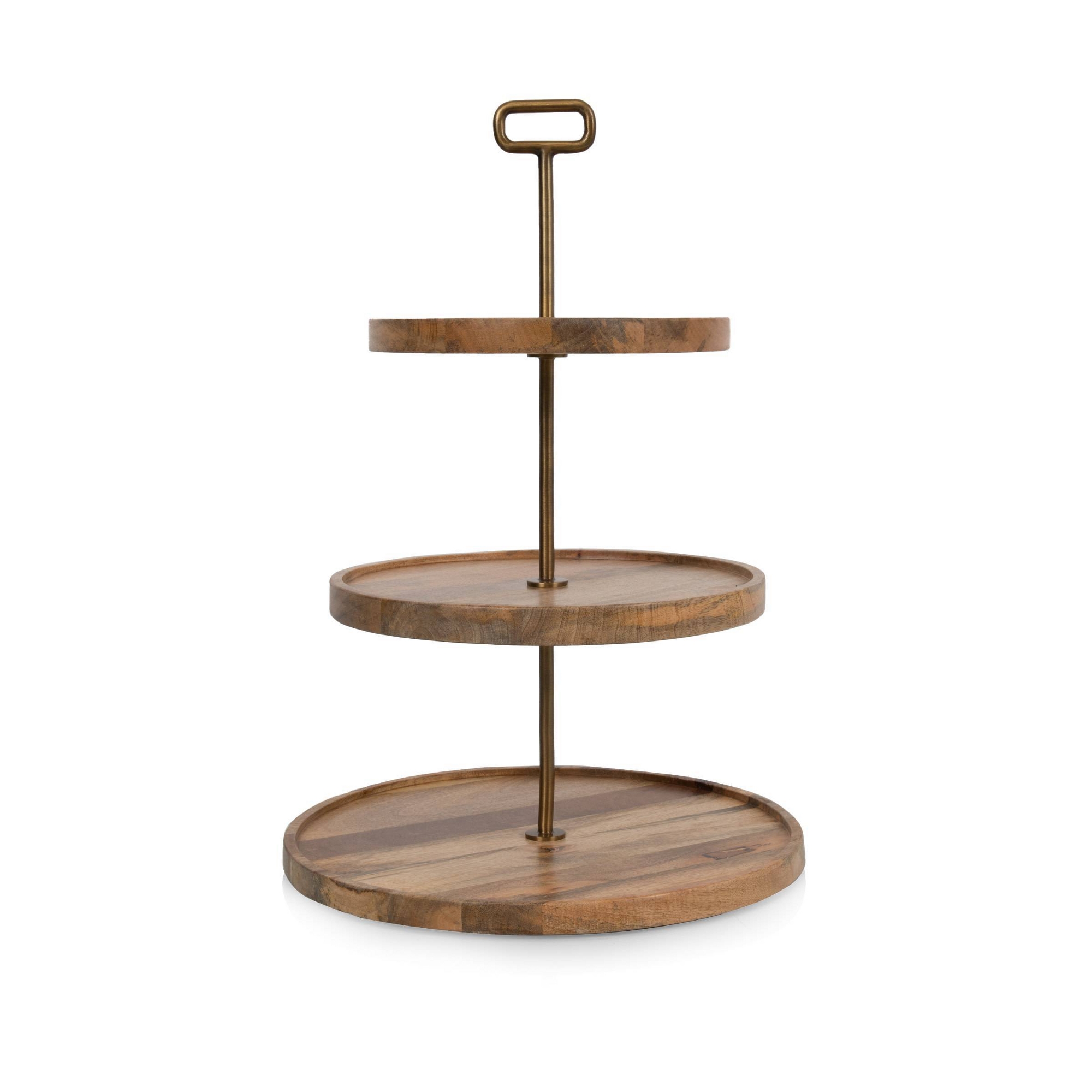 Toscana Tapas 3 Tier Mango Wood Serving Tray
