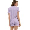 Jaclyn Short Sleeve Ribbed Notched Collar Top & Shorts 2 Piece Pajama Set (Juniors & Women) - 3 of 4