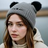 Anna-Kaci Women's Cat Ear Knit Beanie - Faux Fur Ears with Heart Whisker Embroidery for Cute Casual Winter Wear - 2 of 4