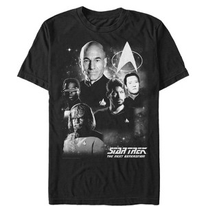 Men's Star Trek: The Next Generation Grayscale Starfleet Enterprise Crew T-Shirt - 1 of 4