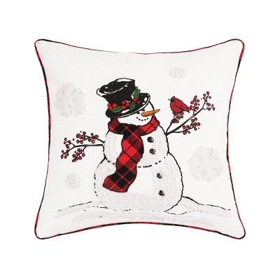 C&F Home Snowman Cardinal Embroidered Christmas Throw Pillow, 18" x 18"