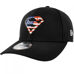 Adult Superman American Flag Logo Black Colorway New Era 39Thirty Fitted Hat - 1 of 4