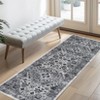 Machine Washable Vintage Floral Printed Area Rug Low Pile Stain Resistant Non Slip Non Shedding Pet Friendly Floor Mat - 2 of 4