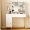 White Vanity Desk with Mirror and Lights, Makeup Desk Dressing Table with LED Lighted Mirror & Power Outlet,3 Lighting Color for Bedroom - 4 of 4