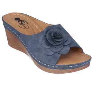 GC Shoes Tokyo Flower Comfort Slide Wedge Sandals - 1 of 4