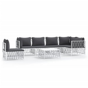 vidaXL Garden Lounge Set White, Dark Gray - 1 of 4