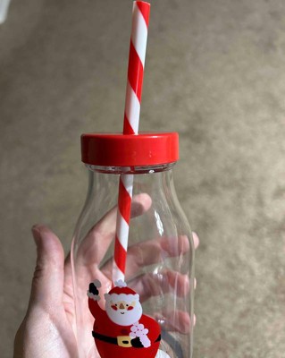 DraggmePartty Christmas Straw Cups Kid'S Christmas Drinking Tumbler Cups  With Straw And Lid Double Wall Leakproof Clear Tumbler 