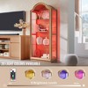 72" Arched Glass Display Cabinet, 4-Tier Display Curio Cabinet with 20 Color LED Lights, Modern Display Case Shelf for Living Room - 2 of 4