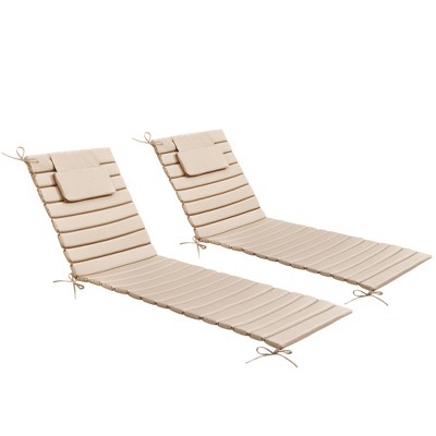 Pellebant 2PC Patio Chaise Lounge Chairs Cushion 22D Sponge 220gsm Polyester Fabric
