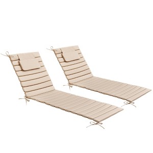 Pellebant 2PC Patio Chaise Lounge Chairs Cushion 22D Sponge 220gsm Polyester Fabric - 1 of 4