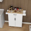 LOVMOR Kitchen Island Rolling Cart with 1 drawer,2 Doors,Storage Racks,Adjustable Shelves,Towel Rack and Wood TableTop,White - 3 of 4