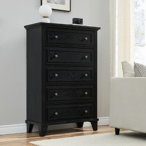 5 Drawer Dresser for Bedroom, 48'' Tall Skinny Farmhouse Chest of Drawers, Narrow Wood Dresser for Closet Living Room Apartments - 1 of 4