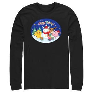 Men's Pokemon Christmas Happy Holidays Snowman Long Sleeve Shirt - 1 of 4