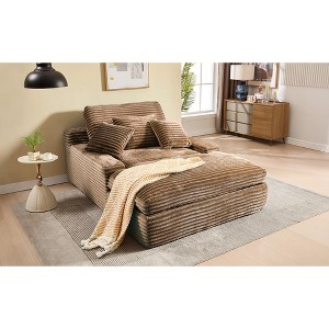 Dolonm 75" Deep Seat Lazy Sofa,Corduroy Sleeper Sofa Bed & Cloud Lounge Chair,High-Resilience Sponge,4 Pillows,for Living Room/Office - 1 of 4